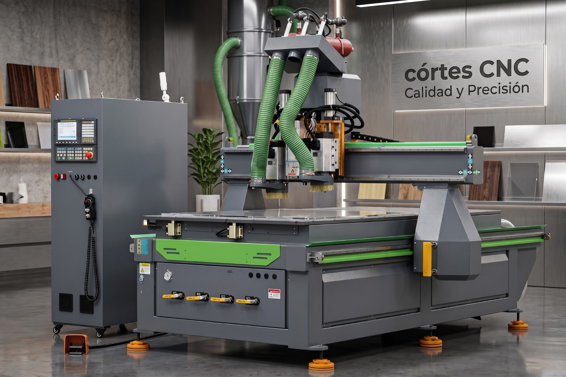 Máquina CNC en operación cortando metal con precisión